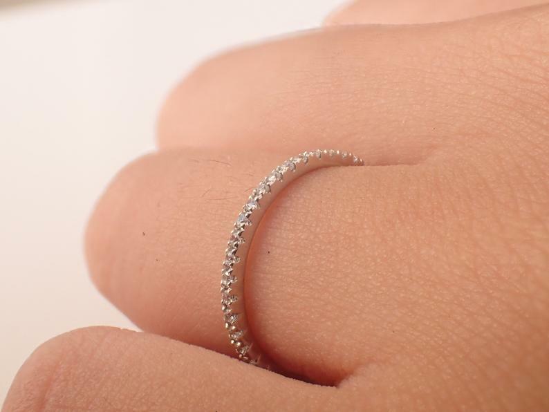 Pre-owned Handmade Platinum White Gold Diamond Ring, Full Eternity Diamond Wedding Band 1.6 Mm