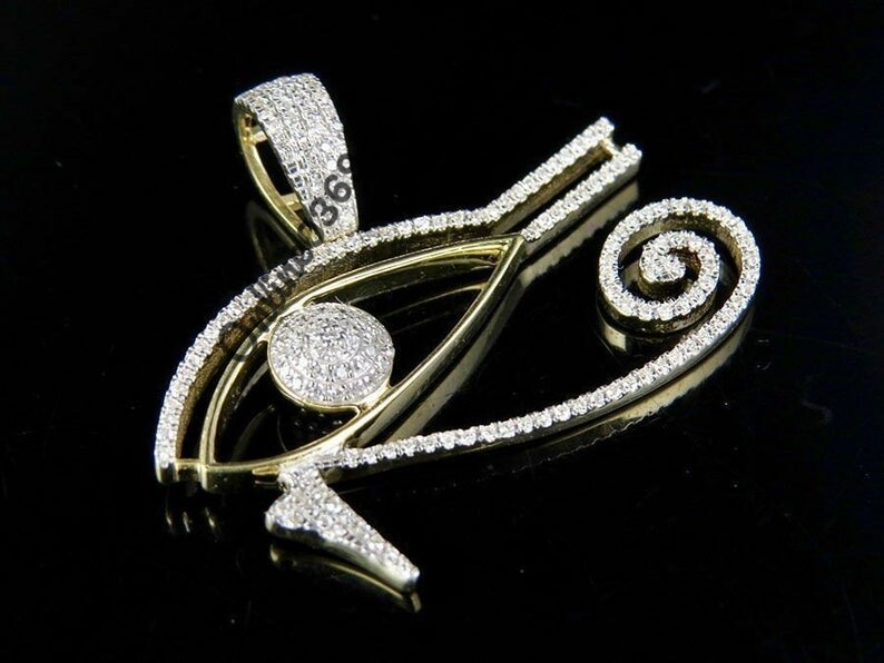 Pre-owned Online0369 0.14ct S Natural Moissanite Men's Eye Horus Charm Pendant 925 Silver Free Stud In White