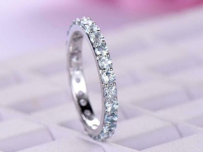 1.5Ct Round Lab Created Diamond Women's Engagement Band Ring 925 Sterling Silver