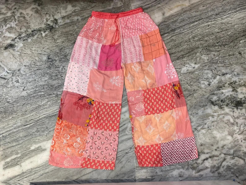 Pre-owned Handmade 20 Pcs Hippie  Unisex Pants, Patchwork Multi Color Beautiful Harem Pant In Multicolor