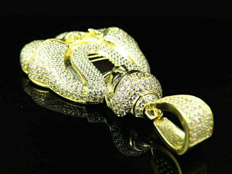 Pre-owned Online0369 Mens 2.9ct Rd Cubic Zirconia Buddha Charm Pendant In Fine Silver Free Stud In White