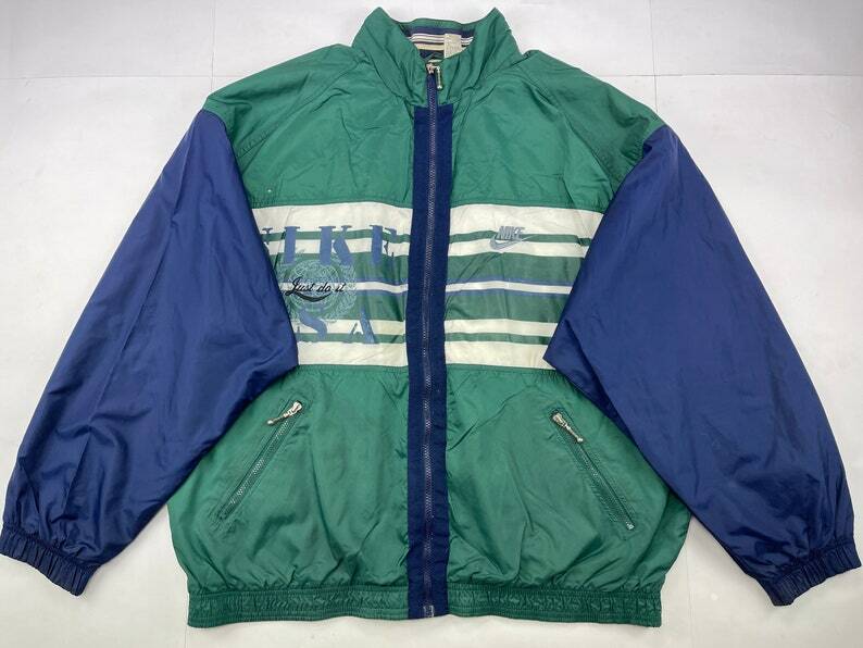 NIKE jacket, vintage green windbreaker, 90s hip hop clothing