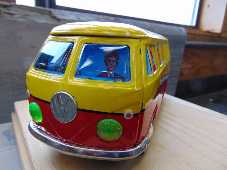 ICHIKO VW SAMBA BUS TIN TOY WITH ORIGINAL BOX MINT CONDITION