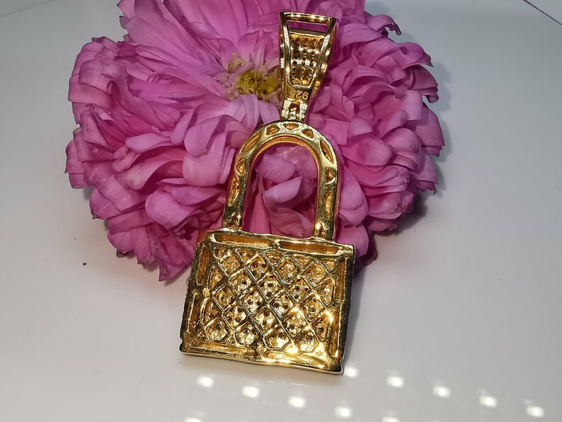 Pre-owned Online0369 1.16ct Tester Passing Moissanite Unisex Lock Charm Pendant 925 Silver Gift In White