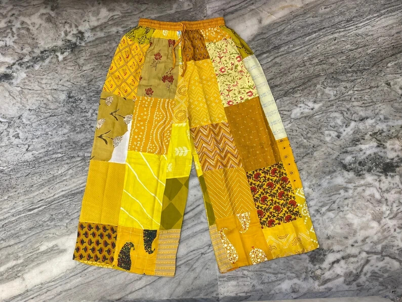 Pre-owned Handmade 20 Pcs Hippie  Unisex Pants, Patchwork Multi Color Beautiful Harem Pant In Multicolor