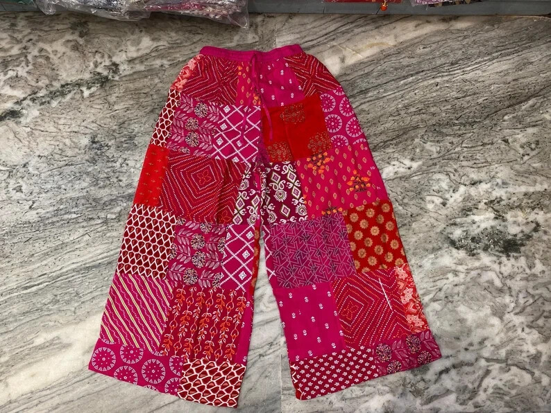 Pre-owned Handmade 20 Pcs Hippie  Unisex Pants, Patchwork Multi Color Beautiful Harem Pant In Multicolor