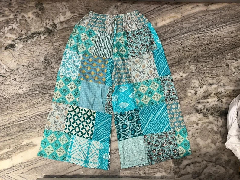 Pre-owned Handmade 20 Pcs Hippie  Unisex Pants, Patchwork Multi Color Beautiful Harem Pant In Multicolor