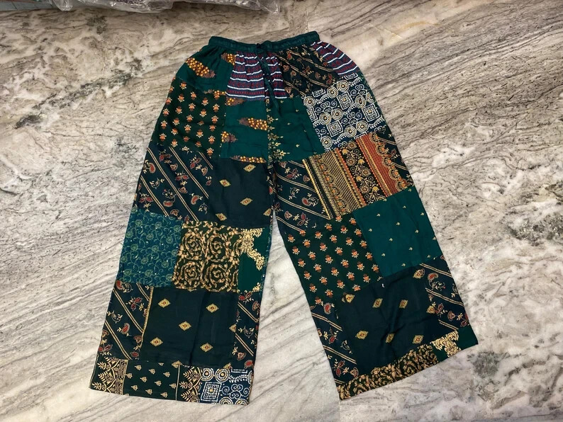 Pre-owned Handmade 20 Pcs Hippie  Unisex Pants, Patchwork Multi Color Beautiful Harem Pant In Multicolor