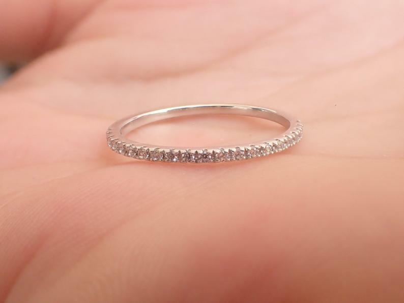 Pre-owned Handmade Platinum White Gold Diamond Ring, Full Eternity Diamond Wedding Band 1.6 Mm