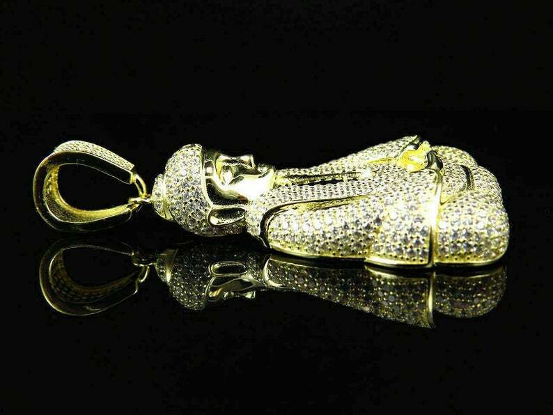 Pre-owned Online0369 Mens 2.9ct Rd Cubic Zirconia Buddha Charm Pendant In Fine Silver Free Stud In White