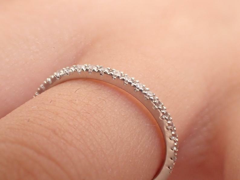 Pre-owned Handmade Platinum White Gold Diamond Ring, Full Eternity Diamond Wedding Band 1.6 Mm