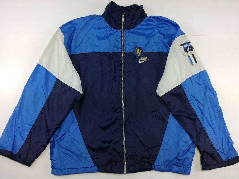 NIKE jacket, vintage blue windbreaker, 90s hip hop clothing