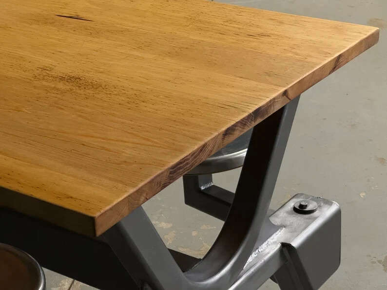 Vintage Swing Out Seat Table, Industrial Dining Table, Four Person Table