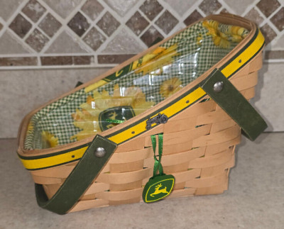 Longaberger 2009 John Deere Vegetable Basket, Liner & Protector Tractor Farming