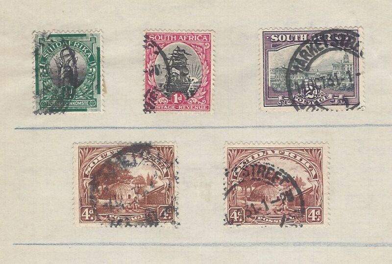 SOUTH AFRICA LOT OF 5 VINTAGE STAMPS CIRCA 1920’S – 1930’S