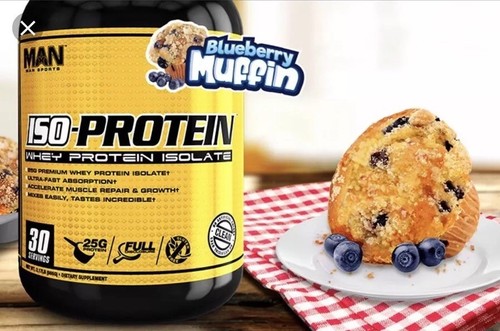 MAN Sports ISO- Protein 100% Pure Whey Protein Isolate Powder, Blueberry Muffin