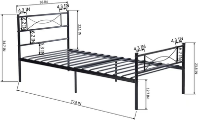 Platform Steel Bed Frame Twin Size Bed Mattress Foundation Support with and No