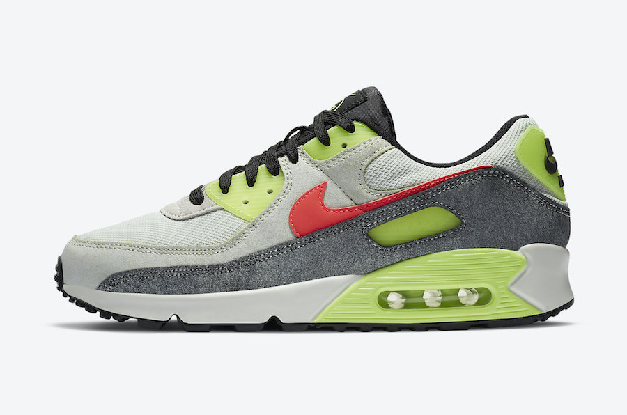 

Мужские кроссовки Nike Air Max 90 N7 Grey Spruce Aura Crimson Red Green CV0264-001 sz 7, Зеленый, Nike Air Max 90