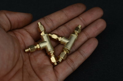 8XTee Piece 1/4'' x40tpi pipe including cones and union nuts 3.5MM (TP-3)