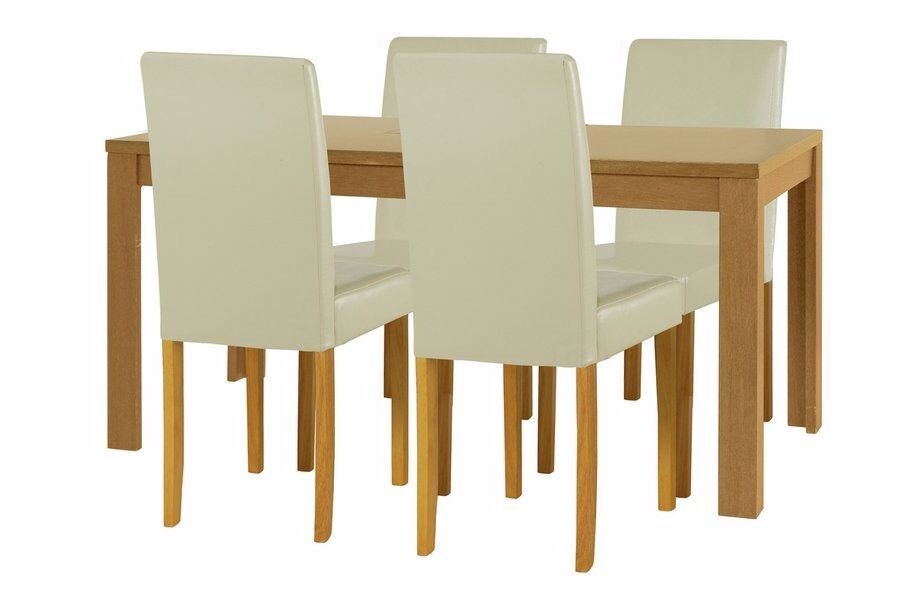 NEW Oak extendable dining table with 4 cream chairs from 