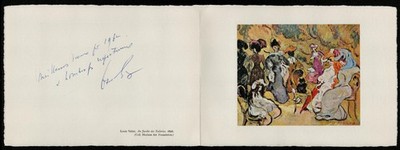 Oscar Ghez. Bons voeux. Pour Youki Desnos Foujita. 1962. Suisse