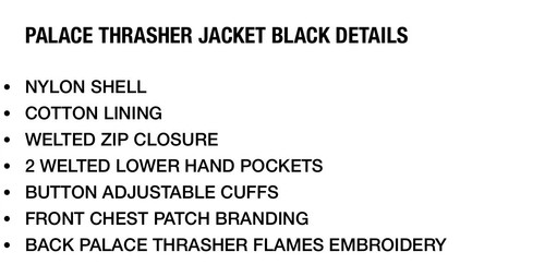 Pre-owned Palace Brand  X Thrasher Jacket Black - Size M - Ss24