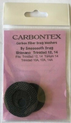 SMOOTH DRAG SHIMANO TRINIDAD 12, 14, 10A  & TORIUM 14, 14 HGA CARBONTEX WASHERS