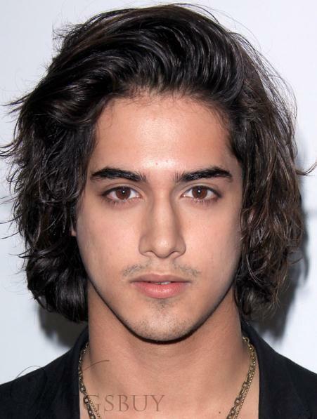 100 Human Hair Natural Medium Curly Dark Brown Fashion Men S Wig