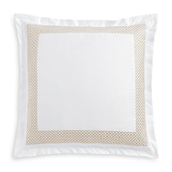 Hudson Park Collection 500TC Embroidered Geo Euro Pillow Sham 26in x 26in Sand - Picture 1 of 16