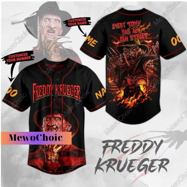 Freddy Krueger  3D BASEBALL JERSEY SHIRT HALLOWEEN GIFT CHRISTMAS GIFT US SIZE - Picture 3 of 3