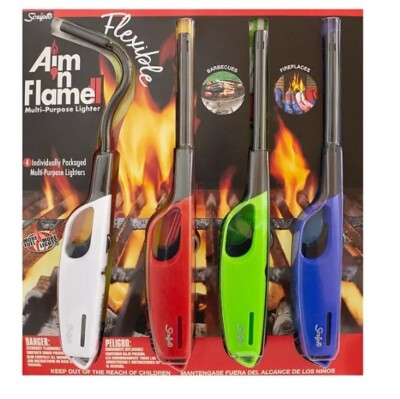 New Scripto AIM 'N Flame Camping Multi-Purpose Lighters, (Total Pack of 4)