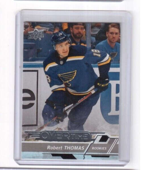 2018-19 UD Overtime Wave 2 Rookie Base Card Robert Thomas St Louis Blues (23). rookie card picture