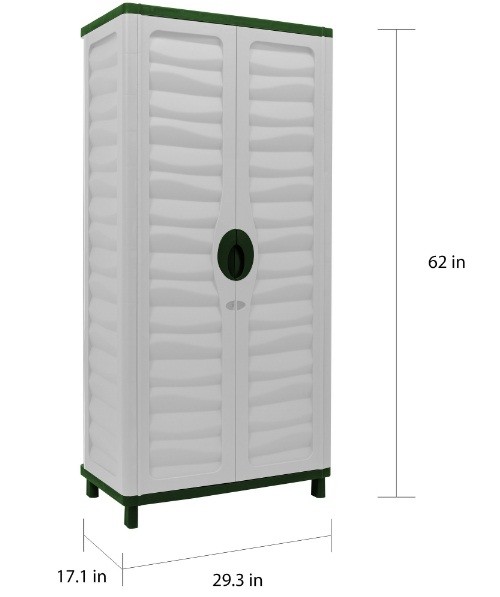 Outdoor Vertical Storage Cabinet Garden Shed Patio Plastic Garage Box Backyard