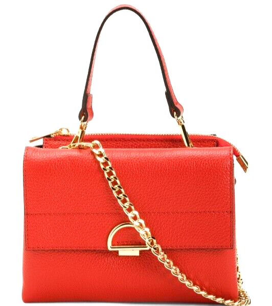 ISADORA Made In Italy Leather Crossbody With Metal Chain | eBay