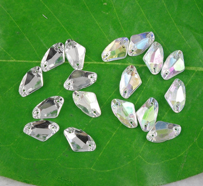 steeple faceted sector 9X14mm Acrylic Crystal flat back sew Rhinestone applique