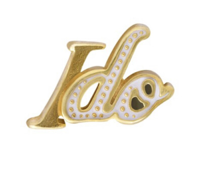 AUTHENTIC Origami Owl GOLD SCRIPT  I DO  Floating Enamel WEDDING VOWS Charm