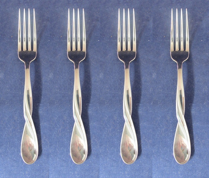 SET OF FOUR Oneida Stainless Flatware AQUARIUS (GLOSSY) Dinner Forks
