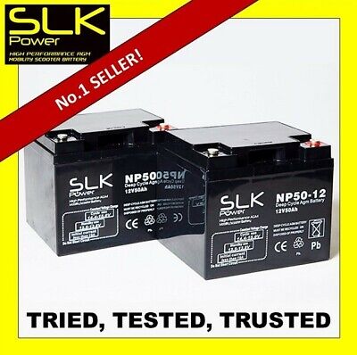 2 (Pair) x 12v 50AH AGM MOBILITY SCOOTER BATTERIES - FREE FAST DELIVERY