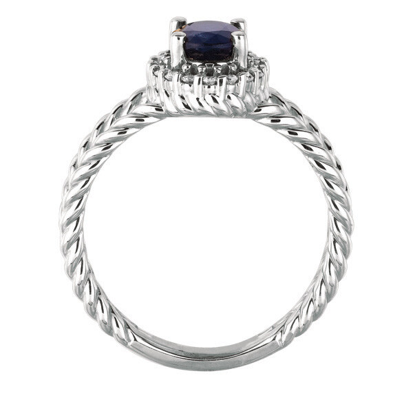 Pre-owned Morris 1.40 Carat Natural Oval Sapphire & Diamond Ring 14k White Gold In Blue