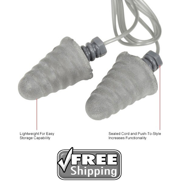 3M E-A-R Skull Screws Corded Earplugs | 20 Pack | 32dB Grey Foam P1301 Ear Plugs
