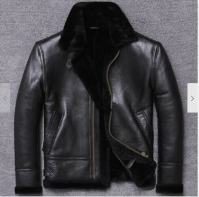 Men's RAF Aviator Real Leather Jacket Coat Bomber B3 Sheep Skin Pilot Flying