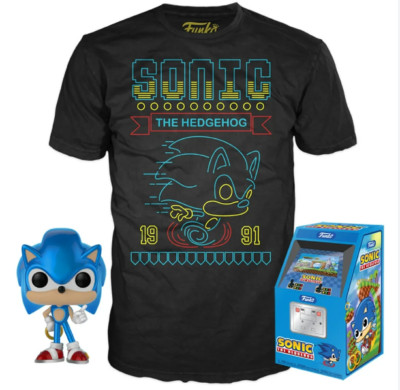 Funko Pop! & Tee Sonic the Hedgehog Neon Run Gamestop Exclusive T-Shirt Medium M