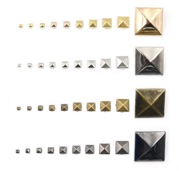 CHOOSE SIZE and FINISH Pkg of 20 Metal 4-Spike PYRAMID