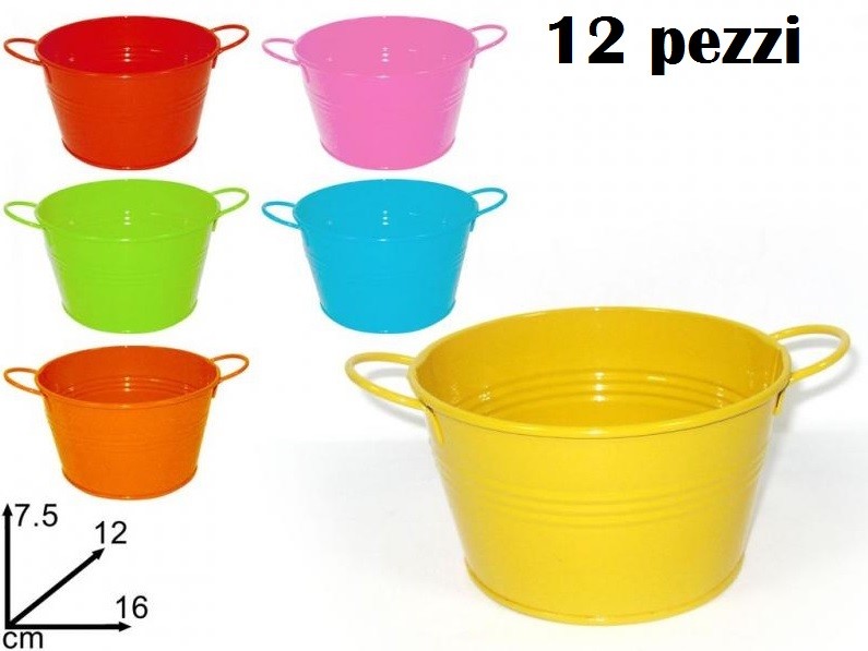 Set 12 Pz Mini Bacinella Latta Porta Confetti Fiori Bomboniera Matrimonio dfh