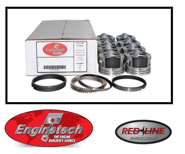 Coated Skirt Flat Top Pistons w/ Moly Rings for 1999-2004 Chevrolet Gen III 5.3L