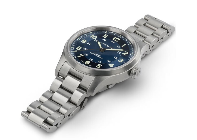 Pre-owned Hamilton Khaki Field Titanium Auto Blue Dial Round Men's Watch H70545140