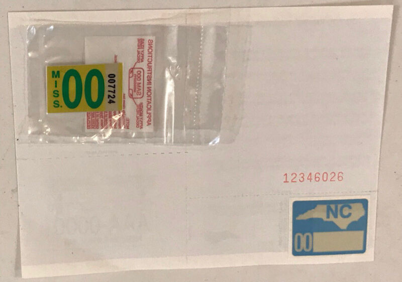 2000 MISSISSIPPI & NORTH CAROLINA license plate STICKER - 1 SET OF 2 STICKERS