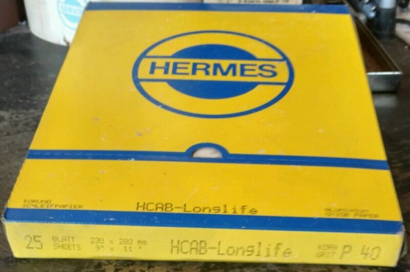 40 GRIT 9"x11" ALUM OXIDE BOX OF 25 SANDING SHEETS  HERMES ABRASIVES HCAB-LL NEW