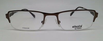 Safilo Elasta 7199T Brown 01J0 Semi Rim Titanium Eyeglasses 52-19-140 Italy New
