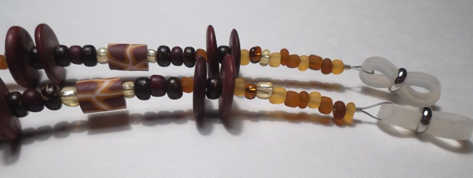 beaded eyeglass chain 26 inch safari giraffe  tigers eye brown teal